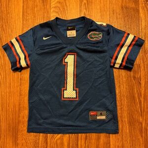 Nike Florida Gators Football Jersey Kids 4 Blue Number 1 Mesh V Neck Striped